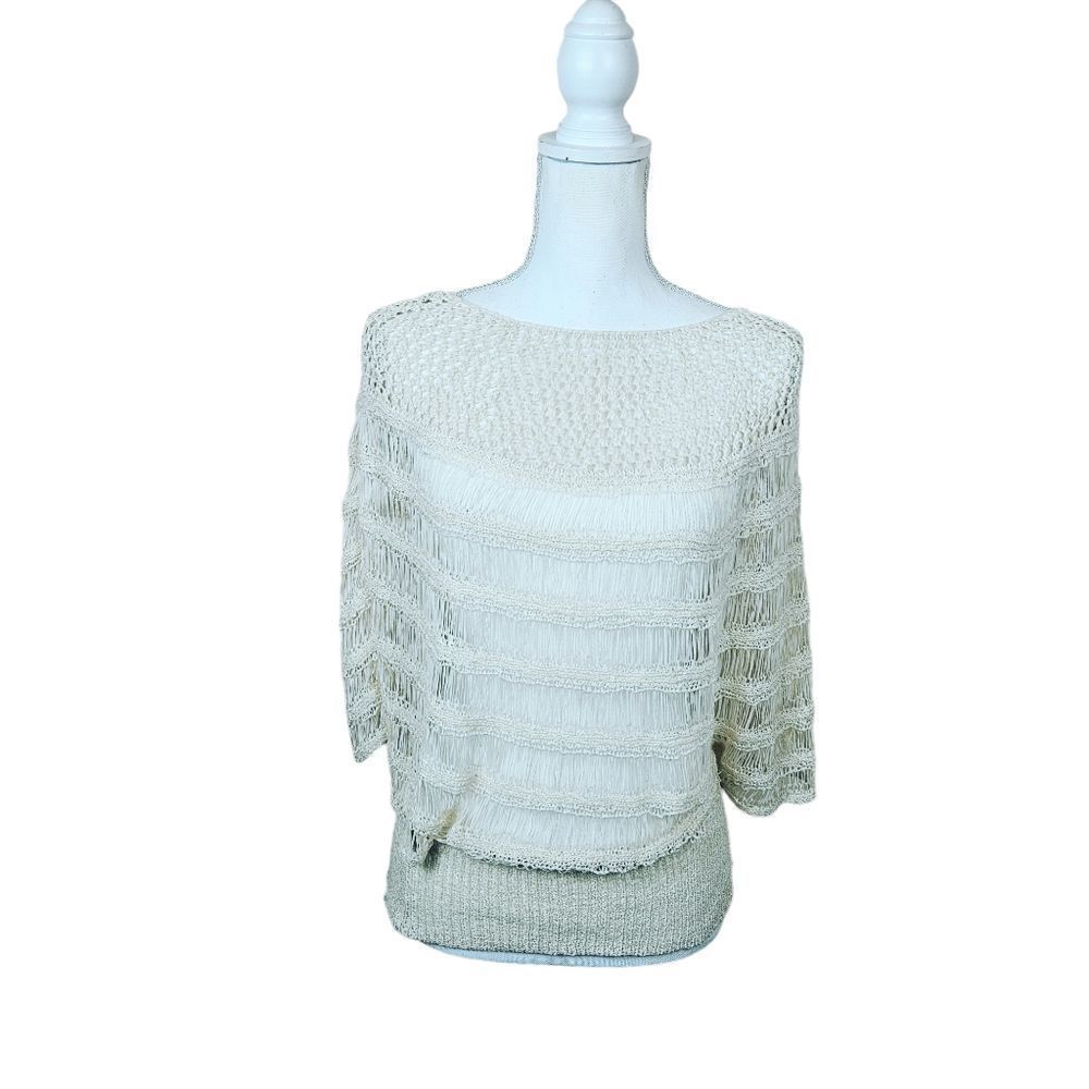 Anthropologie Greylin Knitted Poncho Top – Cream Small